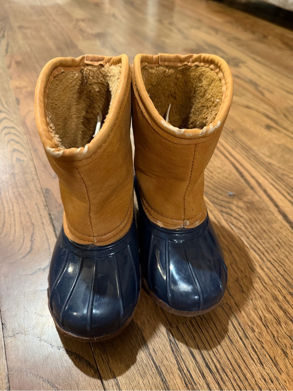 Kids Waterproof Brown & Navy rain boots